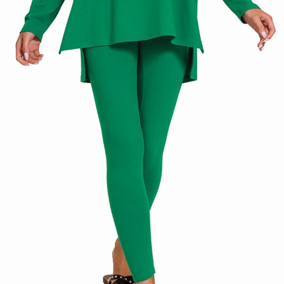 V‑Neck Long‑Sleeve Loungewear Leggings Set – Buttery Soft Brushed DTY Microfiber - Picture 3 of 4